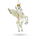 White Unicorn Glass Christmas Ornament
