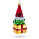 Gnome Bearing Gifts Glass Christmas Ornament