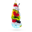 Polar Bear Ice Fishing Glass Christmas Ornament