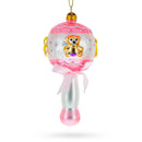 Delightful Baby Pink Rattle Glass Christmas Ornament