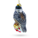 Chickadee Bird on Snowy Branch Glass Christmas Ornament