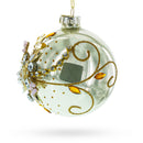 Exquisite Jeweled Flowers Adorning Glass Ball Christmas Ornament