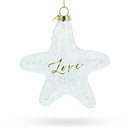 Radiant White Star "Love" Glass Christmas Ornament
