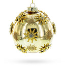 Jeweled Snowflakes Adorning a Golden Glossy Glass Ball Christmas Ornament