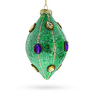 Jeweled Green Rhombus -Glass Christmas Ornament