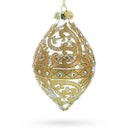 Gold Scroll with Jewel Accents Rhombus Finial Glass Christmas Ornament