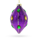 Jeweled-Accent Purple Rhombus Finial Glass Christmas Ornament