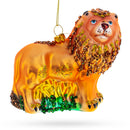 Glittered Lion Glass Christmas Ornament