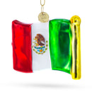 Waving Flag of Mexico Glass Christmas Ornament