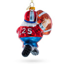 Santa the Football Player Glass Christmas Ornament