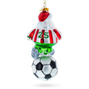 Santa the Soccer Player Glass Christmas Ornament