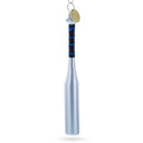 Silver Baseball Bat Glass Christmas Ornament