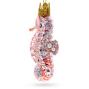 Pink Seahorse Glass Christmas Ornament
