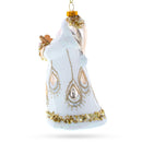 Santa in White Coat Glass Christmas Ornament