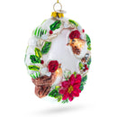 Birds on a Wreath Glass Christmas Ornament