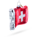 Waving Flag of Switzerland Glass Christmas Ornament