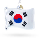 Waving Flag of South Korea Glass Christmas Ornament
