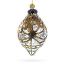 Rustic Teardrop with Gold Filigree Clear Glass Christmas Ornament