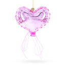 Pink Heart with Ribbon Glass Christmas Ornament