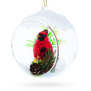 Red Cardinal Bird Encased in Glass Ball Christmas Ornament