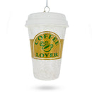 Coffee Lover's Cup Glass Christmas Ornament