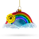 Rainbow and Smiling Sun Glass Christmas Ornament