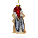 Chipmunk with Candy Glass Christmas Ornament