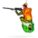 Sharpshooter Hunter with Rifle Glass Christmas Ornament