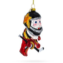 Santa in Ice Hockey Gear Glass Christmas Ornament