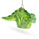 Green Dinosaur with Beads Glass Christmas Ornament