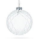 Set of 3 Ribbed Clear Glass Ball Christmas Ornaments 3.5 Inches