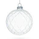 Set of 3 Ribbed Clear Glass Ball Christmas Ornaments 3.5 Inches