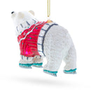 Polar Bear Wearing a Festive Sweater Glass Christmas Ornament