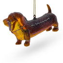 Dachshund with Bow Tie Glass Christmas Ornament