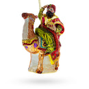 Majestic Wiseman with Gifts on Camel Glass Christmas Ornament