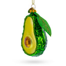 Avocado with Leaf Glass Christmas Ornament