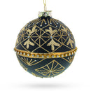 Striped Black with Diamond Accents Glass Christmas Ornament