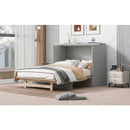 Queen Murphy Bed with Large Drawers,Gray