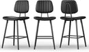 Bar Stools Set 2 24.6In Counter Height Black Faux Leather