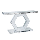 Sparkling Crystal Hexagon Mirror Entryway - Premium Modern Foyer Console Table with Diamond Glass Effects, Dual-Tier Luxury Sofa Table