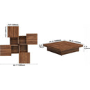Square Marble Veneer Coffee Table Sliding Top with Storage in Walnut 39.4"