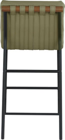 Olive Green Vegan Leather Counter Stool With Black Frame
