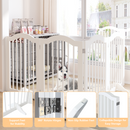 27.6' Height Tall Freestanding Pet Gate, 4 Panels Foldable Dog Gate, Solid Wood Folding Safety Fence Wooden Dog Gate with 2 pcs Support Feet Ideal for Stairs, Doorways, Halls, Kitchens, Heavy Duty Gat