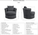 Charcoal 3 Piece Living Room Set With Chenille Upholstery