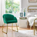 Flower Velvet Vanity Chair Green Upholstery With Gold Legs