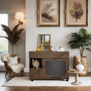 Furniture Style Multi-use Cat Litter Box House with Storage Walnut Particle Board MDF