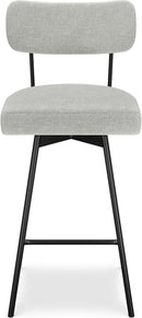 Giselle Swivel Bar Stools Set 2 29 Inch Upholstered Light Grey