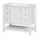 36' Bathroom Vanity with Sink Combo, One Cabinet and Three Drawers, Solid Wood and MDF Board, White (Old Sku:SY999505AAK)