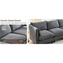 Modular Sectional Sofa,  L Shaped Couch Set for Living Room, 4-Seater Comfy Cloud Couches with Movable Ottoman Dark Grey