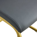 Modern Dining Chairs, PU Faux Leather High Back Upholstered Side Chair with Golden C-shaped Tube Metal Legs for Dining Room,Kitchen(Set of 2 )(DARK GRAY+PU)W1151104365
